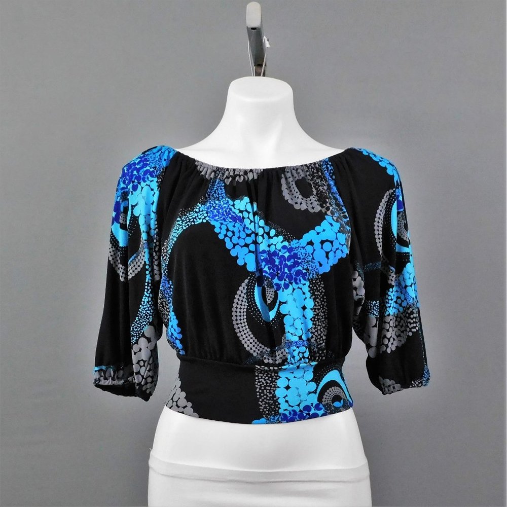 Express Women‎ Shirt Blue Black XS